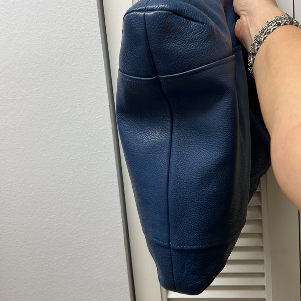 Coach Blue Leather Shoulder Crossbody Large Bag With Dust Bag Pre-Loved - Picture 8 of 12